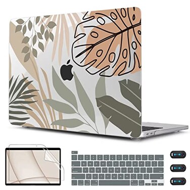 CISSOOK Compatible with MacBook Pro 13 inch Case M2 20252020 A2338 M1M2 A2251 A2289 Plastic Hard Shell with Keyboard Cover Screen Protector for MacBook Pro 13 Touch Bar Tropical Leaf