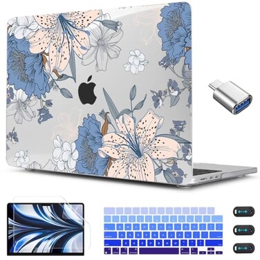 CISSOOK Compatible with MacBook Air 136 inch Case 2026 2025 2024 2022 Release A3449 A3240 A3113 A2681 Lily Flowers Hard Shell Keyboard Cover Screen Protector for MacBook Air 13 inch M2 M3 M4 M5