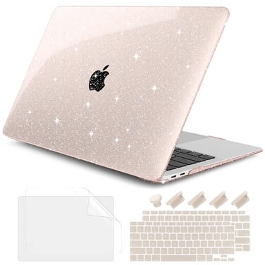 DONGKE for MacBook Air 13 inch Case 20212018 Release A2337 M1 A2179 A1932 Bling Plastic Hard Shell Case Keyboard Cover Only Compatible with MacBook Air 13 inch Retina Fits Touch ID Starlight