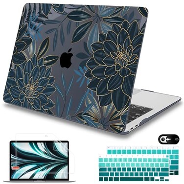 Mektron Case for MacBook Air 13 inch M1 A2337 A2179 A1932Hard Cover 20182021 Air 13inch with Touch ID Exclusively Designed Protective Shell with Keyboard SkinScreen ProtectorDahlia Flower C035