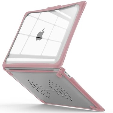 IBENZER Hexpact Compatible with MacBook Air 13 Inch Case 2022 2021 2020 M1 A2337 A2179 A1932 Heavy Duty Protective Case with Screen Lock for Mac Air 13 with Touch ID Pinkish AT13PKSH