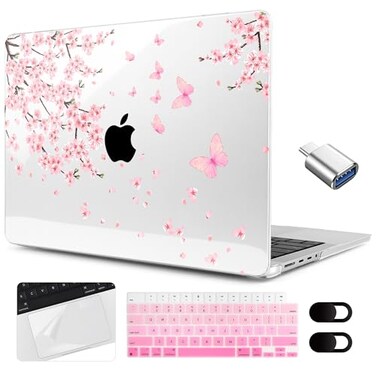 MEEgoodo Compatible with MacBook Pro 14 inch Case M5M4M3M2M1 ProMax 2026 2025 2024 2023 2021 Case Fit Model A3427A3426A3434A3112A3401A3185A2918A2992A2779A2442 Cherry Blossoms