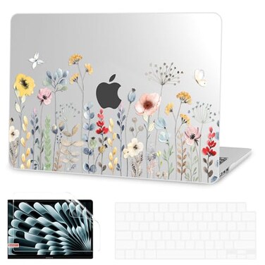 G JGOO Compatible with MacBook Air 13 inch Case 2026 20252022 M5 A3449 M4 A3240 M3 A3113 M2 A2681 Clear Hard Shell for MacBook Air 136 inch Case Keyboard Cover Screen Protector Garden Flower