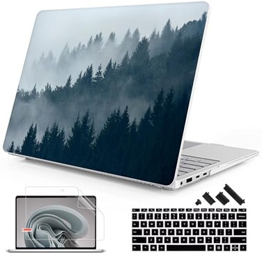 Mektron Case for 138 Microsoft Surface Laptop 7 Windows 11 AI PC 2024 Surface Laptop 138 Inch Cover Fits Model 2036 Keyboard Cover Screen Protector Dust Plugs Misty Forest C132