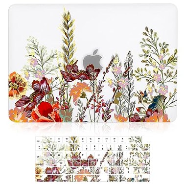 iDonzon Case for MacBook Air 15inch M5 M4 M3 M2 A3448 A3241 A3114 A2941 20262023 Release with Touch ID 3D Effect Matte Clear See Through Hard Cover Keyboard Cover Field Flowers