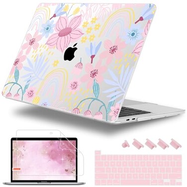 Lepeoac for MacBook Pro 16 inch Case 2019 2020 Release Model A2141 Plastic Hard Shell Cover with Keyboard Cover Screen Protector for MacBook Pro 16 inch with Touch Bar Touch ID Florals
