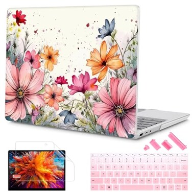 Mektron 2023 Microsoft Surface Laptop GO 3 Case 124 Compatible with Go 21 Laptop Cover 20222020 Releases Model 19432013 Plastic Hard Shell Case with Screen Protector Colorful Floral