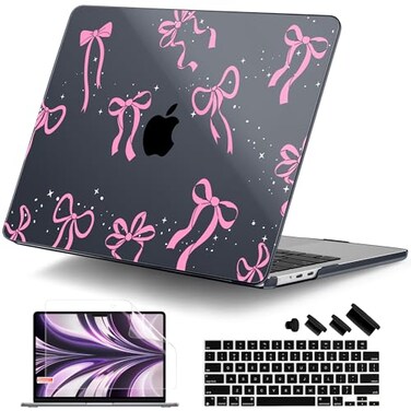 DONGKE for MacBook Air 13 Inch Case M5 2026 M4 2025 M3 M2 20242022 A3449 A3240 A3113 A2681 Plastic Hard Shell Keyboard Cover Screen Film for MacBook Air 136 Inch Case Bows Stars