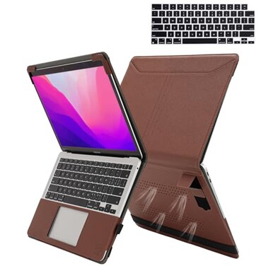 TT TYTX TYTX for MacBook Pro 14 Case PU Leather with Stand Vents for 20212025 Compatible with M5M4M3M2M1 ProMax Fits A3426 A3427 A3434 A3112 A3185 A3401 A2918 A2992 A2779 A2442 Brown