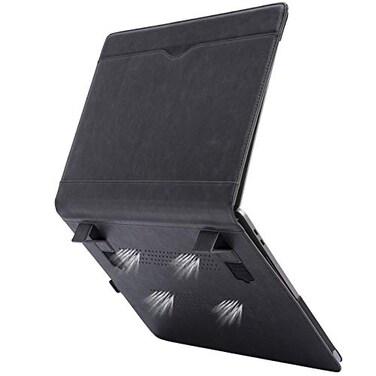 TT TYTX TYTX Laptop Case for MacBook Pro 16 Inch Leather Case 20212026 M5 A3428 A3429 M4 A3403 A3186 M3 A2991 M2 A2780 M1 A2485 Protective Folio Book Cover with Vents and Stand Function Black