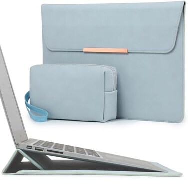 HYZUO 1516 Inch Laptop Sleeve Case Bag with Stand for MacBook Pro 16 M5M4M3M2M1 ProMax A3428 A3429 20262019 MacBook Pro 15 20152012 Samsung Galaxy Book FlexPro 15 Pale BlueSmiley