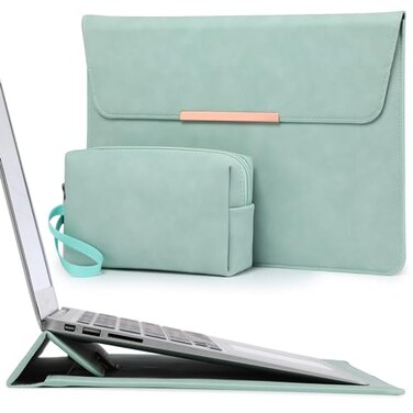 HYZUO 1516 Inch Laptop Sleeve Case Bag with Stand for MacBook Pro 16 M5M4M3M2M1 ProMax A3428 A3429 20262019 MacBook Pro 15 20152012 Samsung Galaxy Book FlexPro 15 Mint GreenSmiley