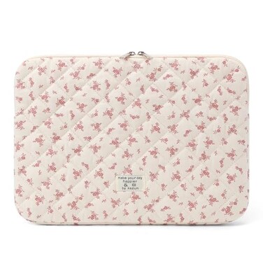 BBIQI Puffy Laptop Sleeve 13 Inch Cute Quilted Laptop Protective Case Padded Floral Computer Sleeve for MacBook APink 13 Inch