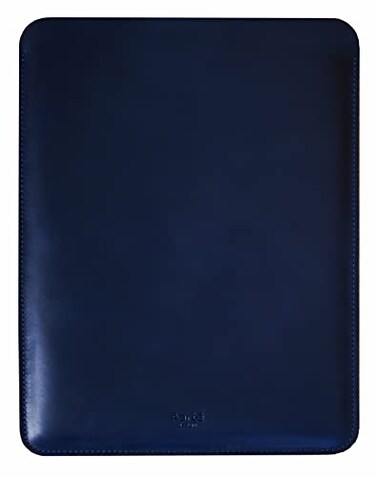 Aartedesign Genuine Vintage Leather Sleeve 14 Inch for MacBook 14 Pro 20212026 M1 M2 M3 M4 Pro MAx A2442 Laptop Case Soft Handmade for Mac 14 Carrying Bag Vertical Vintage Blue