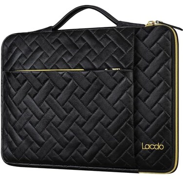 Lacdo 360 Protective Laptop Sleeve Case for 16 inch MacBook Pro M5 ProMax A3428 A3429 2026 M4M3M2M1 A3403 A3186 A2991 A2780 A2485 A2141 15 inch Surface Laptop 7 Computer Bag Elegant Black