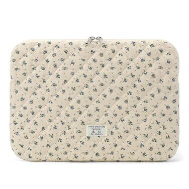 BBIQI Puffy Laptop Sleeve 15156 Inch Cute Quilted Laptop Protective Case Padded Floral Computer Sleeve for MacBook ABlue 15 Inch