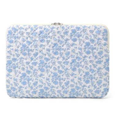 BBIQI Puffy Laptop Sleeve 13 Inch Cute Quilted Laptop Protective Case Padded Floral Computer Sleeve for MacBook BBlue 13 Inch