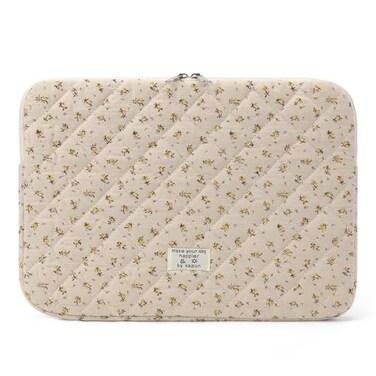 BBIQI Puffy Laptop Sleeve 13156 Inch Cute Quilted Laptop Protective Case Padded Floral Computer Sleeve for MacBook AYellow 13 Inch