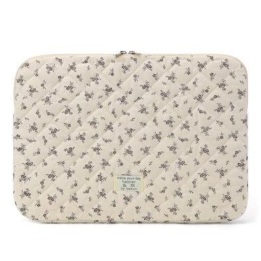 BBIQI Puffy Laptop Sleeve 13156 Inch Cute Quilted Laptop Protective Case Padded Floral Computer Sleeve for MacBook ABlack 15 Inch