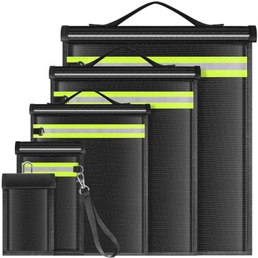 Lulrsay 5 Pack Faraday Bags EMP ProofFaraday Bags for Laptops Tablets Phones Car KeysFaraday Cage with HandleReflective StripEMP bags Faraday Pouch for Electronics Fireproof Waterproof