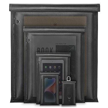 yaokvide Large Faraday Bags 5 Pack Faraday Cages for Laptops Tablets Phones Car Keys Faraday Key Fob Protector Fireproof Waterproof AntiTheft Signal Blocking Pouch