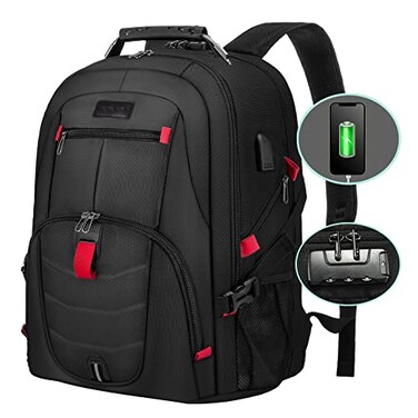 LOVEVOOK Large Backpack for Men 18 inch Heavy Duty Backpack Big Travel Backpack Large Capacity Laptop Backpack with USB Port Waterproof for Business Work 184 inchBlack