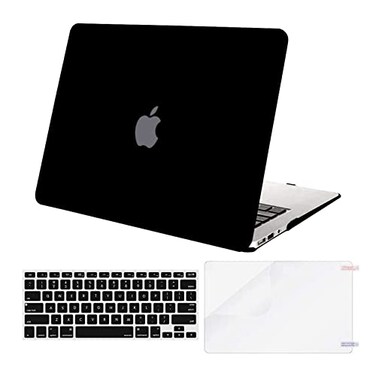 MOSISO Compatible with MacBook Air 13 inch Case Models A1369 A1466 Older Version 20102017 Release Protective Plastic Hard Shell Case Keyboard Cover Screen Protector Black