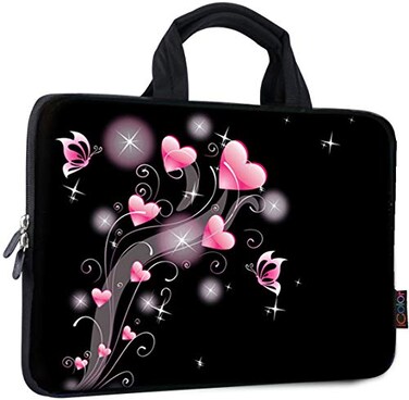 iColor 14 15 154 156 inch Laptop Bag Case Handle chromebook case Sleeve Computer Protect Case Pouch Holder Notebook Sleeve Neoprene Chromebook Cover Soft Carring Travel Case Pink Heart ICB19