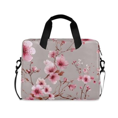 ALAZA Pink Floral Cherry Blossom Laptop Case Bag Sleeve Portable Crossbody Messenger Briefcase wStrap Handle 13 14 156 inch