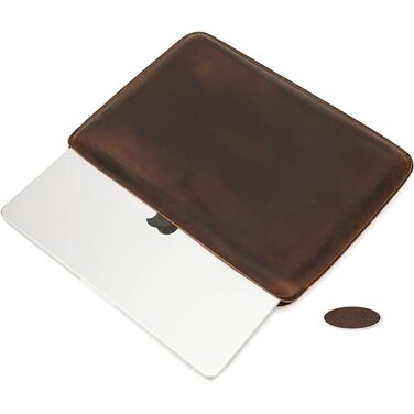 CataPurus Top Grain Leather 142 Laptop Sleeve Case Fit Design Compatible with MacBook Air 13 M2 A2681 M1 A2337 A2179 A1932Pro 13 M2 A2338 A2251 A2289 A2159 A1989 A1706 A1708 Coffee 142 Inch