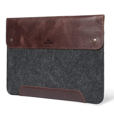 MegaGear Genuine Leather Fleece Case Compatible with MacBook Pro 14 M5 M4 M3 M2 M1 MacBook Air 136 13 M5 M3 M2 M1 1314 Inch 20202026 Brown