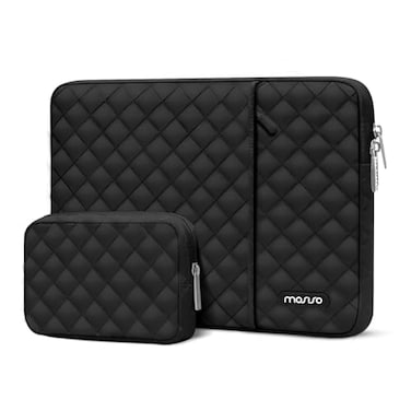 MOSISO Laptop Case 133 inch 13133 inch Laptop Sleeve Compatible with MacBook AirPro 13 Pro 14 HP Dell Acer ASUS LenovoSquare Quilted Vertical Computer Bag with PocketSmall Case Black