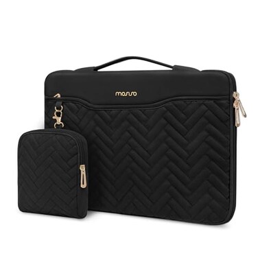MOSISO 360 Protective Laptop Case 13133 inch Laptop Sleeve Compatible with MacBook NeoAir 136Pro 13Pro 14 HP Dell ASUS Rectangle Quilted Bag with HandlePocketSmall Case Black
