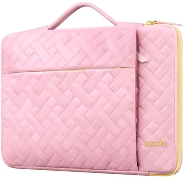 Lacdo 360 Protective 14 Inch Laptop Sleeve Case for HP Lenovo Dell ASUS Chromebook 14 HP Pavilion Stream 14 Dell Inspiron 14 Lenovo IdeaPad 14 AspireASUS ZenBook Computer Bag Sakura Pink