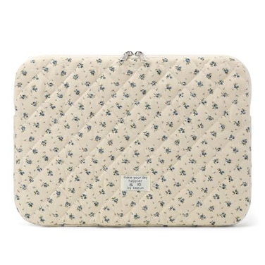 BBIQI Puffy Laptop Sleeve 13 Inch Cute Quilted Laptop Protective Case Padded Floral Computer Sleeve for MacBook ABlue 13 Inch