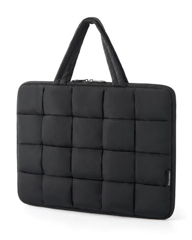 BAGSMART 156 Inch Laptop Case Lightweight Puffy Laptop Sleeve with Handle Compatible with MacBook Air Pro 15 16 Inch M4 M3 M2 M1 Laptop Bag for Women Fitted with DellHP Black
