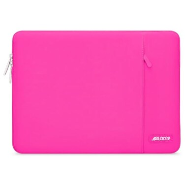 MOSISO Laptop Case 133 inch 13133 inch Laptop Sleeve Compatible with MacBook AirPro 13Pro 14 M5 M4 M3 M2 M1 HP Dell ASUS LenovoPolyester Vertical Computer Sleeve Bag with Pocket Bright Rose