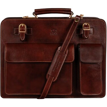 Time Resistance Leather Briefcase Classy Leather Bag for Men Business Briefcase Vintage Bag made in Italy