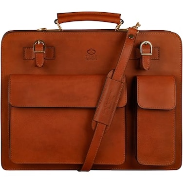 Time Resistance Leather Briefcase Classy Leather Bag for Men Business Briefcase Vintage Bag made in Italy