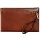 Time Resistance Leather Clutch for Men Organizer Wrist Bag Briefcase Handmade in Italy Cognac Brown