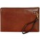 Time Resistance Leather Clutch for Men Organizer Wrist Bag Briefcase Handmade in Italy Cognac Brown