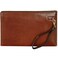 Time Resistance Leather Clutch for Men Organizer Wrist Bag Briefcase Handmade in Italy Cognac Brown