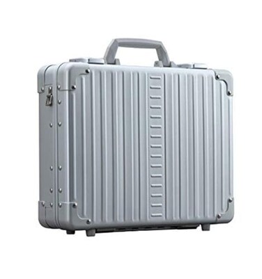 Aleon 15 Aluminum Briefcase for Men Women Durable Hard Case Attache for Business Work Documents RFID Blocking Portable Organizer for Important Items Businessman Suitcase Money HolderPlatinum