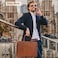 Banuce Premium Italian Full Grain Leather Briefcase for Men Fits 14 Inch Laptop for Business Travel Office Work with Detachable and Adjustable Shoulder Strap Brown