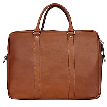 Banuce Premium Italian Full Grain Leather Briefcase for Men Fits 14 Inch Laptop for Business Travel Office Work with Detachable and Adjustable Shoulder Strap Brown