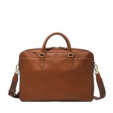 Fossil Mens Asher Leather Brief Bag Medium Brown Model MBG9614210