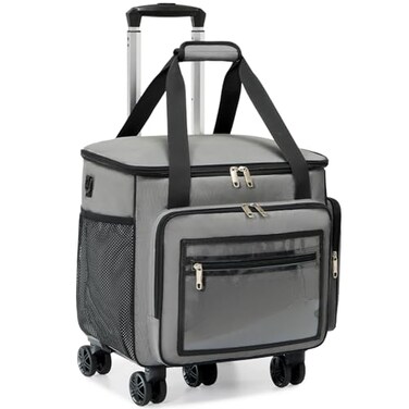 Amythe Rolling Teacher Tote Bag with Wheels Rolling Briefcase for Women 156 Laptop Compartment Grey