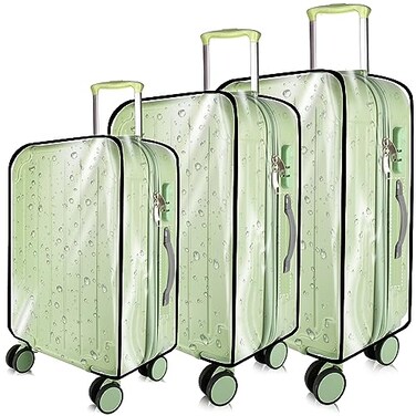 KSSZZCO 3 Pieces Thicken Clear Luggage Cover Protector 20 24 28 PVC Luggage Covers for Suitcase Waterproof Dustproof Antiscratch Travel Suitcase Covers Case for Wheeled Luggage
