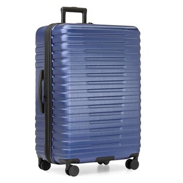U.S. Traveler US Traveler Boren Expandable Hardside Rugged Travel Luggage with 8 Spinner Wheels Navy CheckedLarge 30Inch