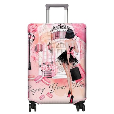 PtRug Travel Luggage Cover Suitcase Protector Fits 1832 Inch Wheel Covers PatternedTravel Related Items Flower Luggage Protector Elastic L